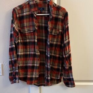 George Red and Black Plaid Casual Button Down Shirt